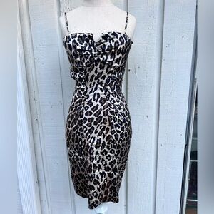 Vintage Y2K Cache cheetah leopard print bodycon tight mini dress size 2